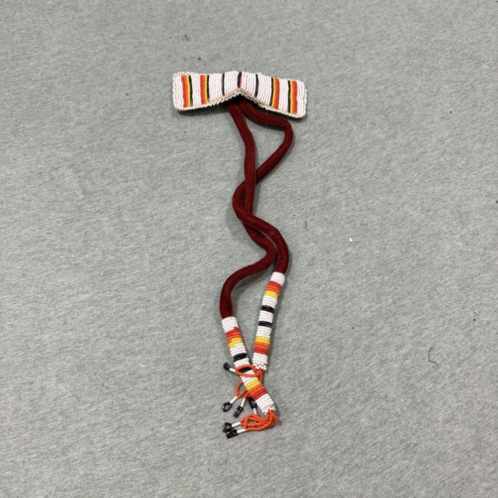 Unbranded Beaded Bow Headband OS Red White Native American Style Vintage Jewelry